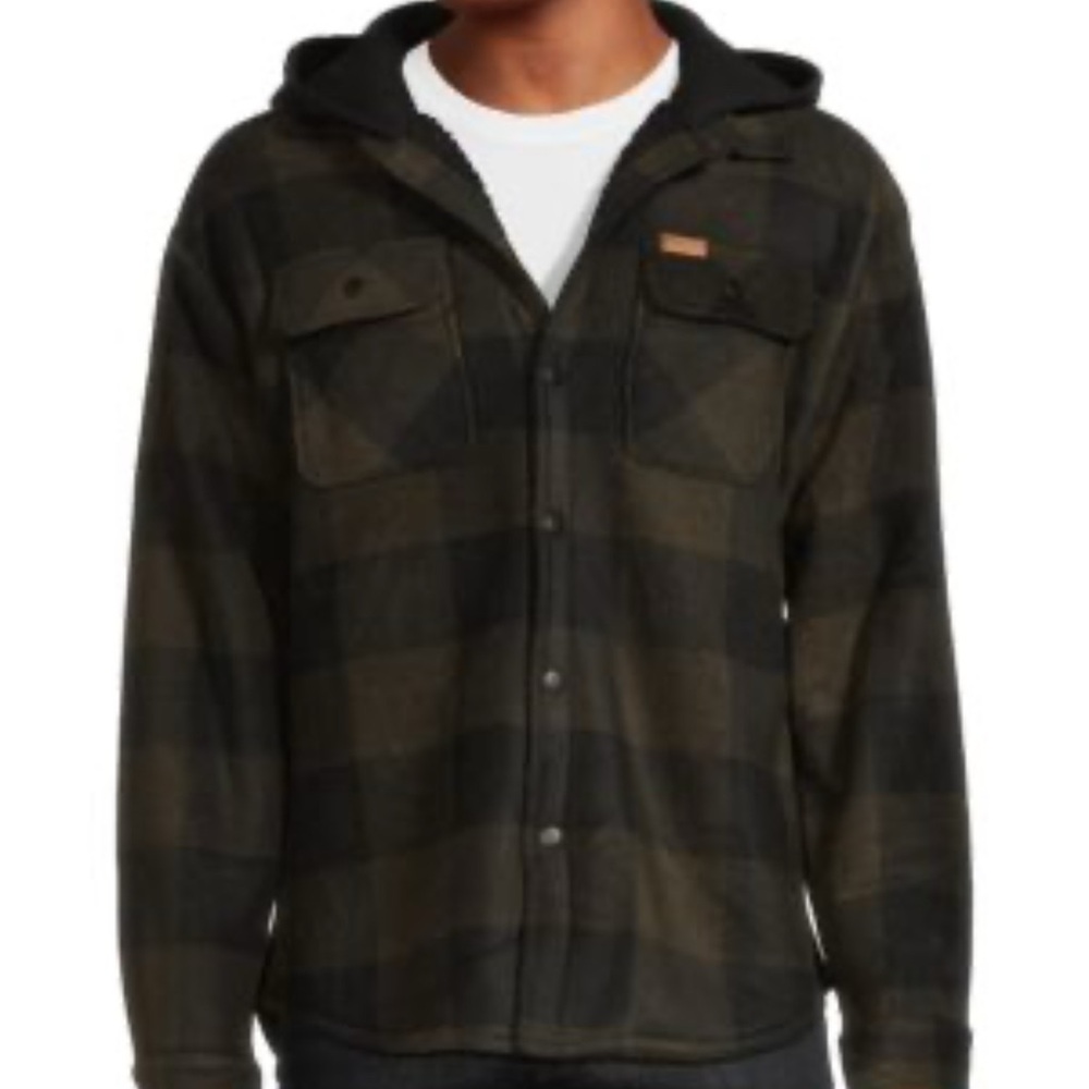 Matix Men's Black and Brown Plaid Hooded Jacket